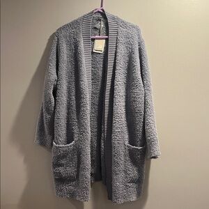 NWT Barefoot Dreams cozy chic knit rib trim cardigan woman’s 1X blue
